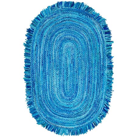 Safavieh 5 x 8 ft. Braided Hand Woven Oval Area Rug, Turquoise BRD451K-5OV